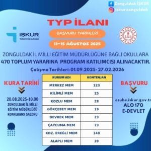 Okulların yeni dönem hazırlıkları İŞKUR’dan: 470 personel için düğmeye basıldı