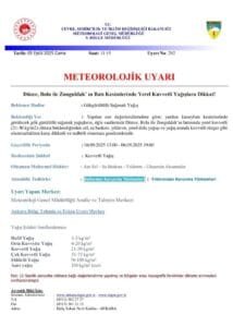 Meteoroloji’den Düzce, Bolu ve Zonguldak için kuvvetli yağış uyarısı