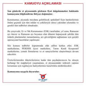ESK: Fiyat dalgalanmalarına karşı tüm önlemler alındı
